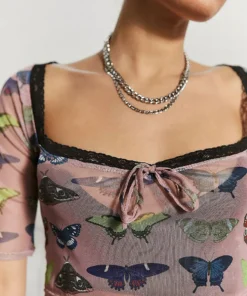 New Girl Order MESH BUTTERFLY TOP Tops