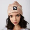 New Girl Order RIBBED TIE DYE BEANIE WITH BADGE DETAIL - OATMEAL