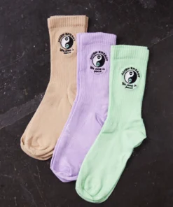 New Girl Order Tops 3 PACK SOCK WITH YING AND YANG DETAIL - MULTI