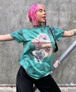 New Girl Order DOG GROUP TIE DYE T-SHIRT Tops