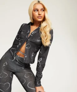 New Girl Order Tops SMOKEY HEART MESH SHIRT