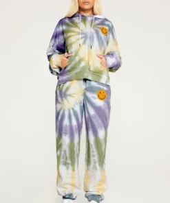 New Girl Order Tops TIE DYE HOODIE WITH CROCHET APPLIQUÉ