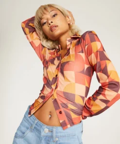 New Girl Order GEO MESH SHIRT Tops
