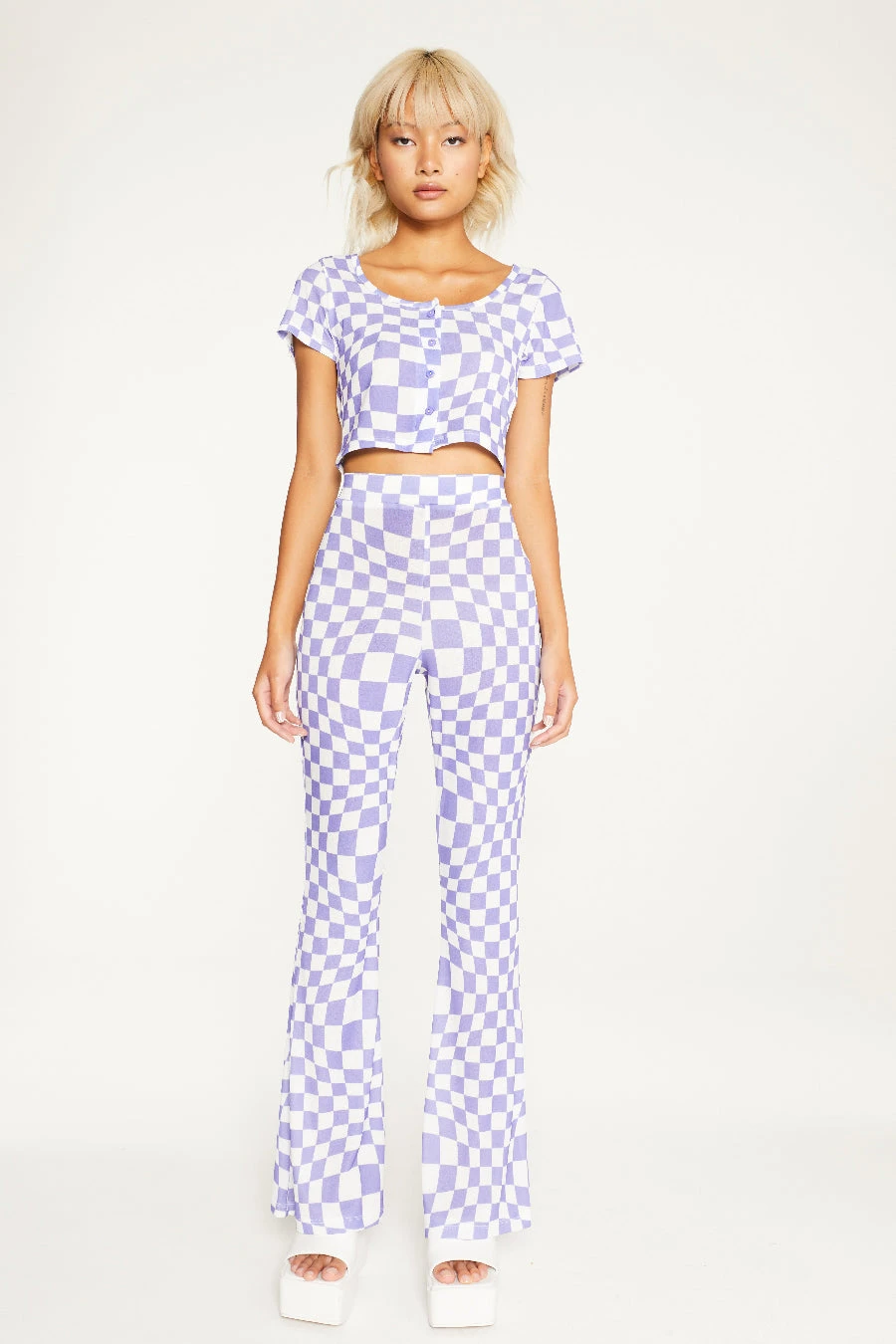 New Girl Order Tops ALL OVER PRINT WARPED POPPER PLACKET TOP 2 New Girl Order Tops ALL OVER PRINT WARPED POPPER PLACKET TOP