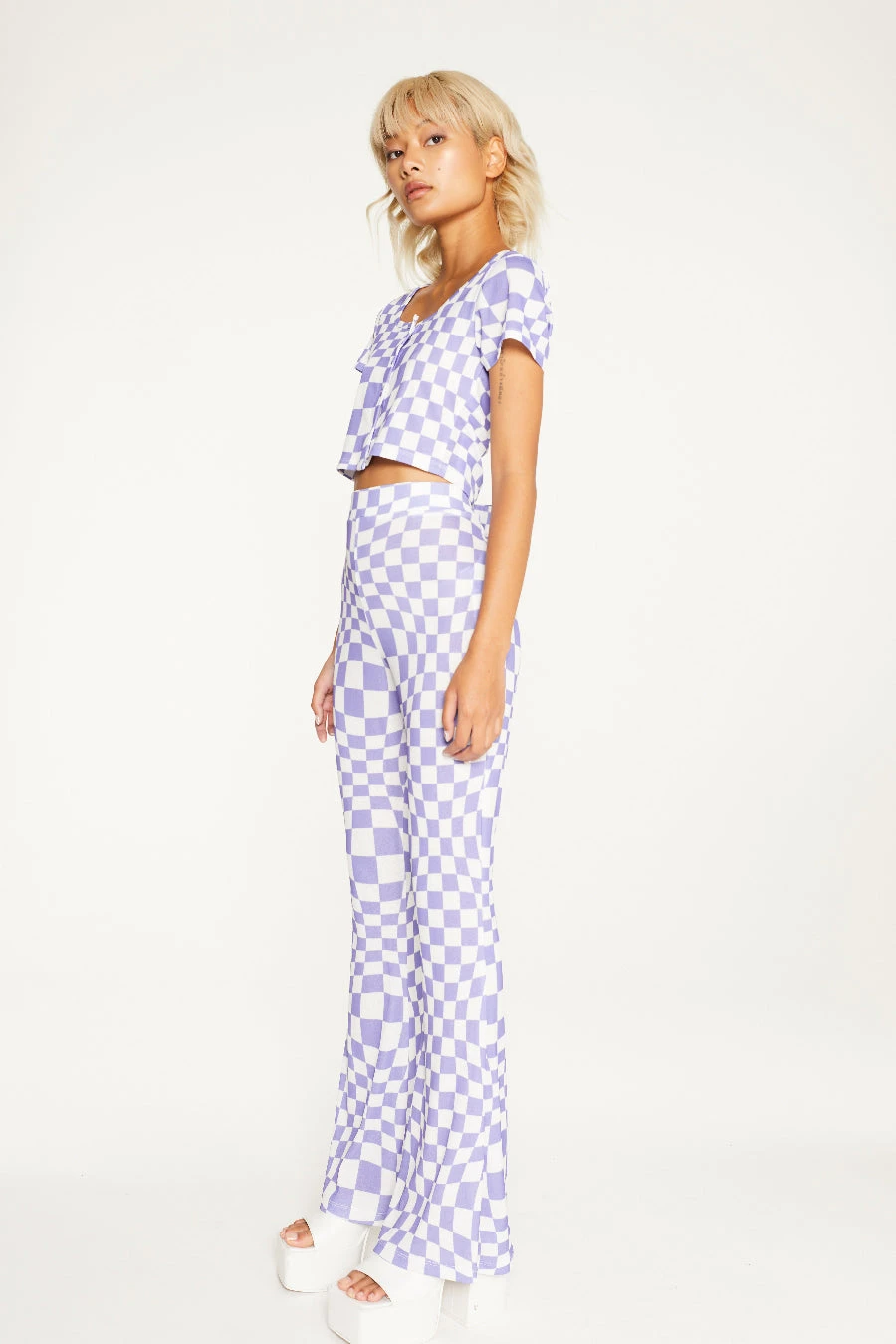 New Girl Order Tops ALL OVER PRINT WARPED POPPER PLACKET TOP 3 New Girl Order Tops ALL OVER PRINT WARPED POPPER PLACKET TOP