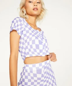 New Girl Order Tops ALL OVER PRINT WARPED POPPER PLACKET TOP