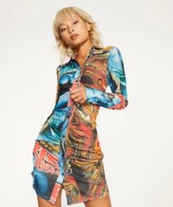 New Girl Order COMIC PRINT SHIRT DRESS Tops