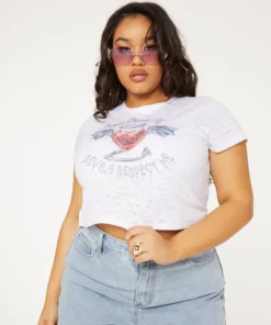 New Girl Order ANGEL DEVIL BURNOUT TOP CURVE Tops