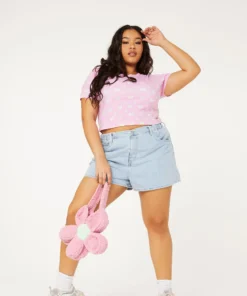 New Girl Order Tops BUTTERFLY MONOGRAM CROP LACE TEE CURVE 7 New Girl Order Tops BUTTERFLY MONOGRAM CROP LACE TEE CURVE