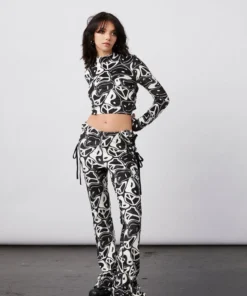 New Girl Order Tops YIN YANG VELOUR OPEN BACK TOP