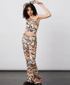 New Girl Order Tops ASYMMETRIC TRIPPY VELOUR TOP