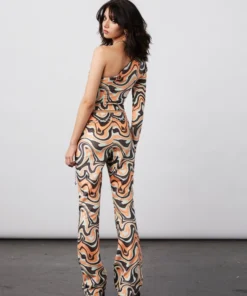 New Girl Order Tops ASYMMETRIC TRIPPY VELOUR TOP