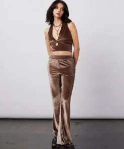 New Girl Order VELVET FLARES - MOCHA