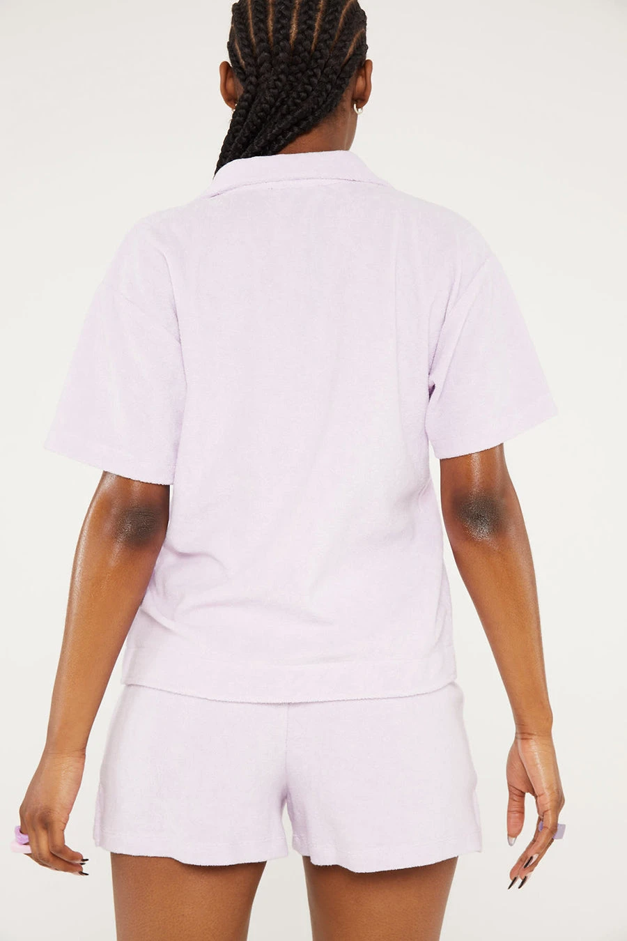 New Girl Order Tops NGO FLOWER LOGO TERRY SHIRT LILAC 4 New Girl Order Tops NGO FLOWER LOGO TERRY SHIRT LILAC