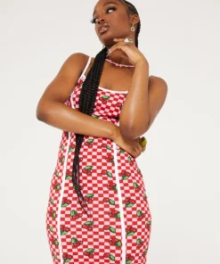 New Girl Order CHERRY CHECKERBOARD DRESS PINK