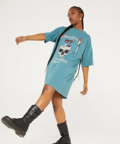 New Girl Order METAL FROM HEAVEN ACID WASH TSHIRT DRESS Tops