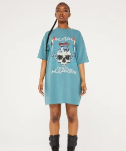 New Girl Order METAL FROM HEAVEN ACID WASH TSHIRT DRESS Tops