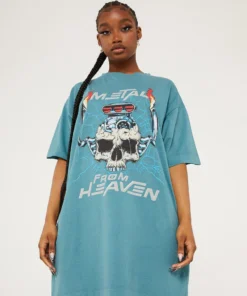 New Girl Order METAL FROM HEAVEN ACID WASH TSHIRT DRESS Tops