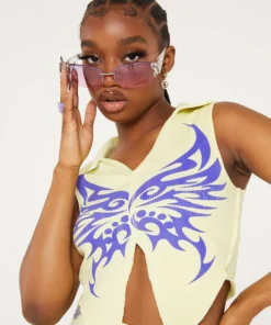 New Girl Order TATTOO BUTTERFLY VEST TOP
