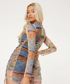 New Girl Order PATCHWORK DRESS LONG SLEEVE