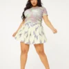 New Girl Order Tops TATTOO BUTTERFLY PLEATED SKIRT CURVE