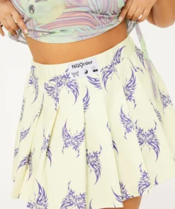 New Girl Order Tops TATTOO BUTTERFLY PLEATED SKIRT CURVE