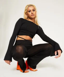 New Girl Order BLACK MESH CROP TOP Tops