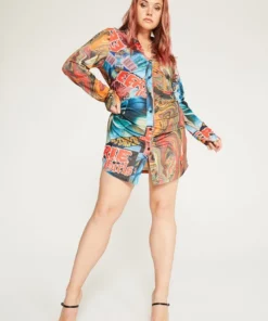 New Girl Order Tops COMIC PRINT SHIRT DRESS CURVE