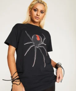 New Girl Order Tops GLITTER SPIDER TEE