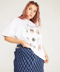 New Girl Order CUT OUT DENIM MINI SKIRT CURVE Tops