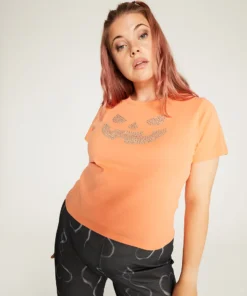 New Girl Order Tops HOTFIX PUMPKIN BABY TEE CURVE