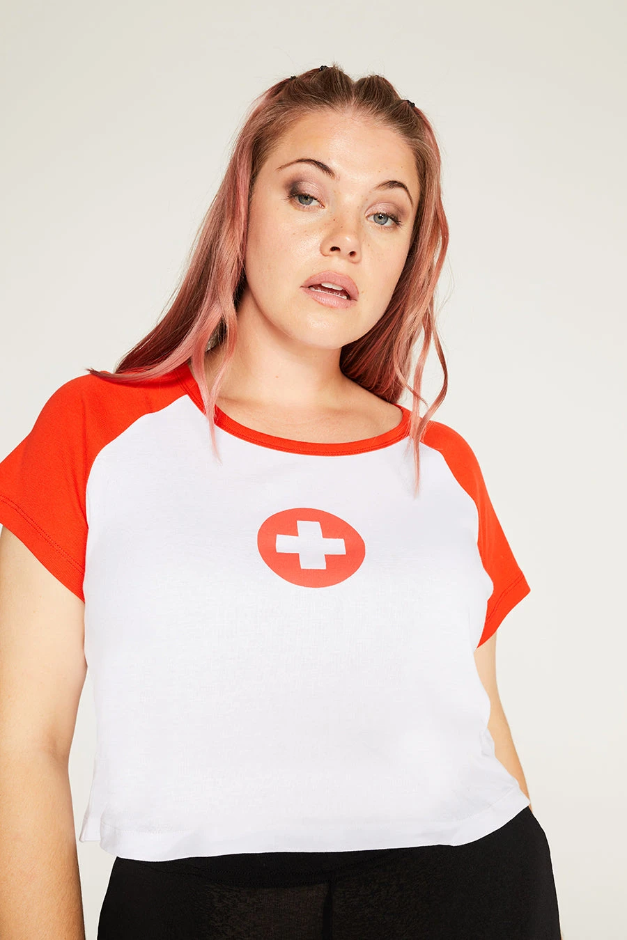 New Girl Order Tops YOURE SICK RAGLAN TEE CURVE 1 New Girl Order Tops YOURE SICK RAGLAN TEE CURVE