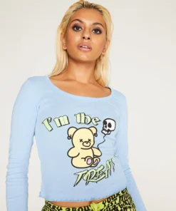 New Girl Order IM THE TREAT BLUE LONG SLEEVE Tops