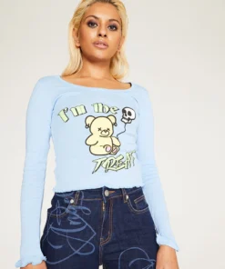 New Girl Order IM THE TREAT BLUE LONG SLEEVE Tops