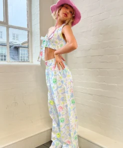 New Girl Order NEW IN SMILEY YIN YANG FLORAL CHEF PANT