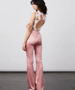 New Girl Order STRETCH SATIN FLARES - PINK Tops