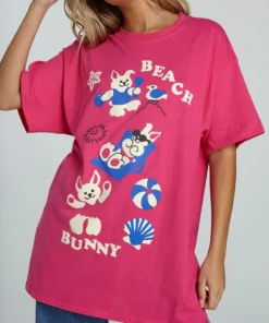 New Girl Order BEACH BUNNY PINK SHIRT NEW IN