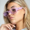 New Girl Order 90S RECTANGLE SUNGLASSES IN COLOURDRENCH LILAC
