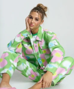 New Girl Order FLOWER SKY DENIM JACKET NEW IN