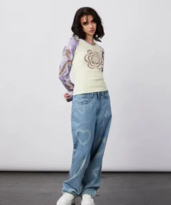 New Girl Order FLOWER TRIPPY LONG SLEEVE RAGLAN TOP