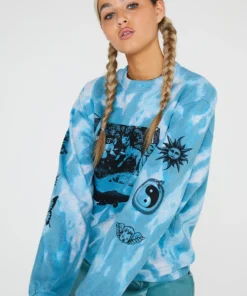 New Girl Order Tops TIE DYE ETCHED GRAPHIC SWEAT