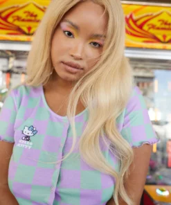 New Girl Order T-shirts HELLO KITTY CHECK CARDIGAN CURVE