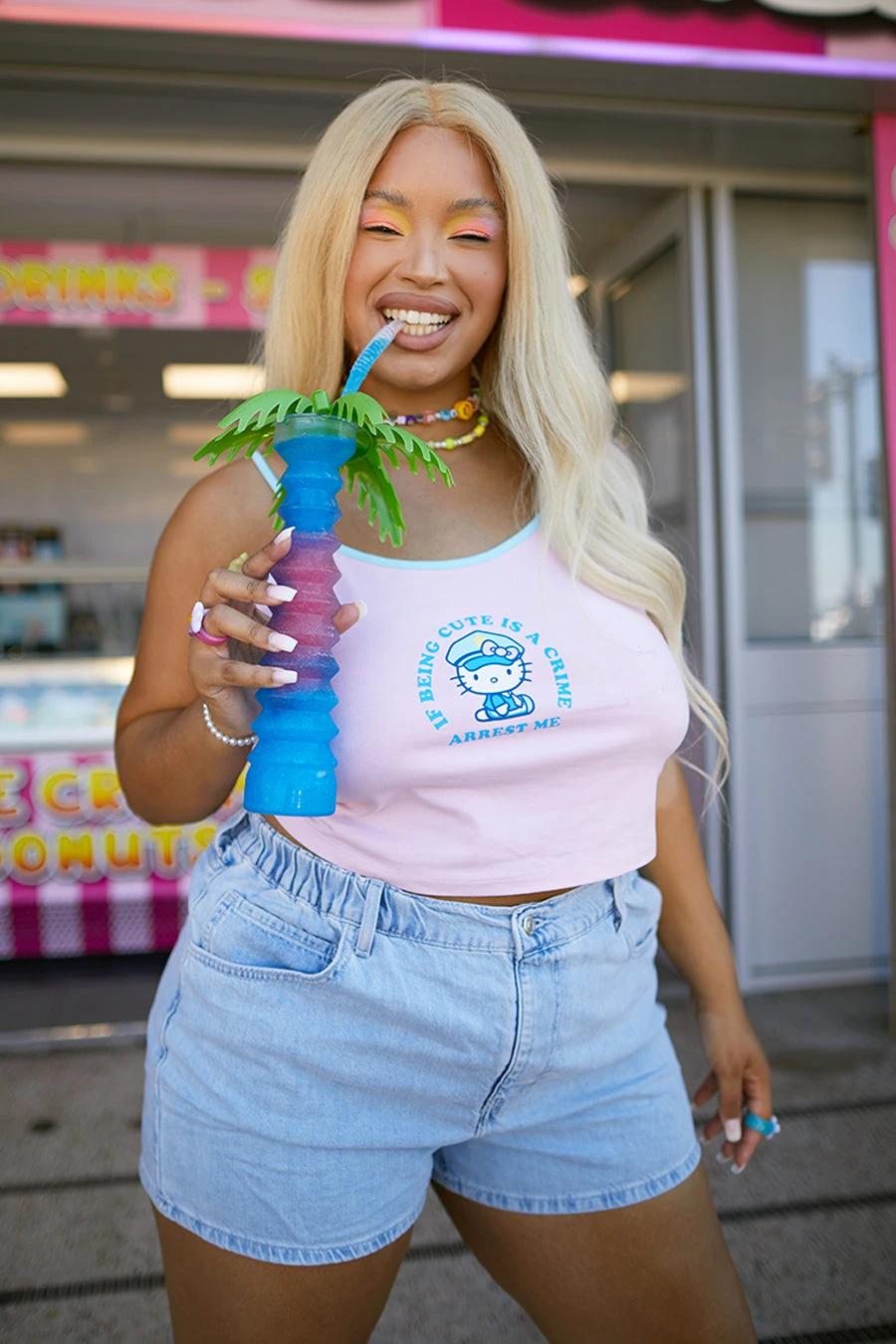 New Girl Order HELLO KITTY CUTE IS A CRIME CAMI CURVE Tops 4 New Girl Order HELLO KITTY CUTE IS A CRIME CAMI CURVE Tops