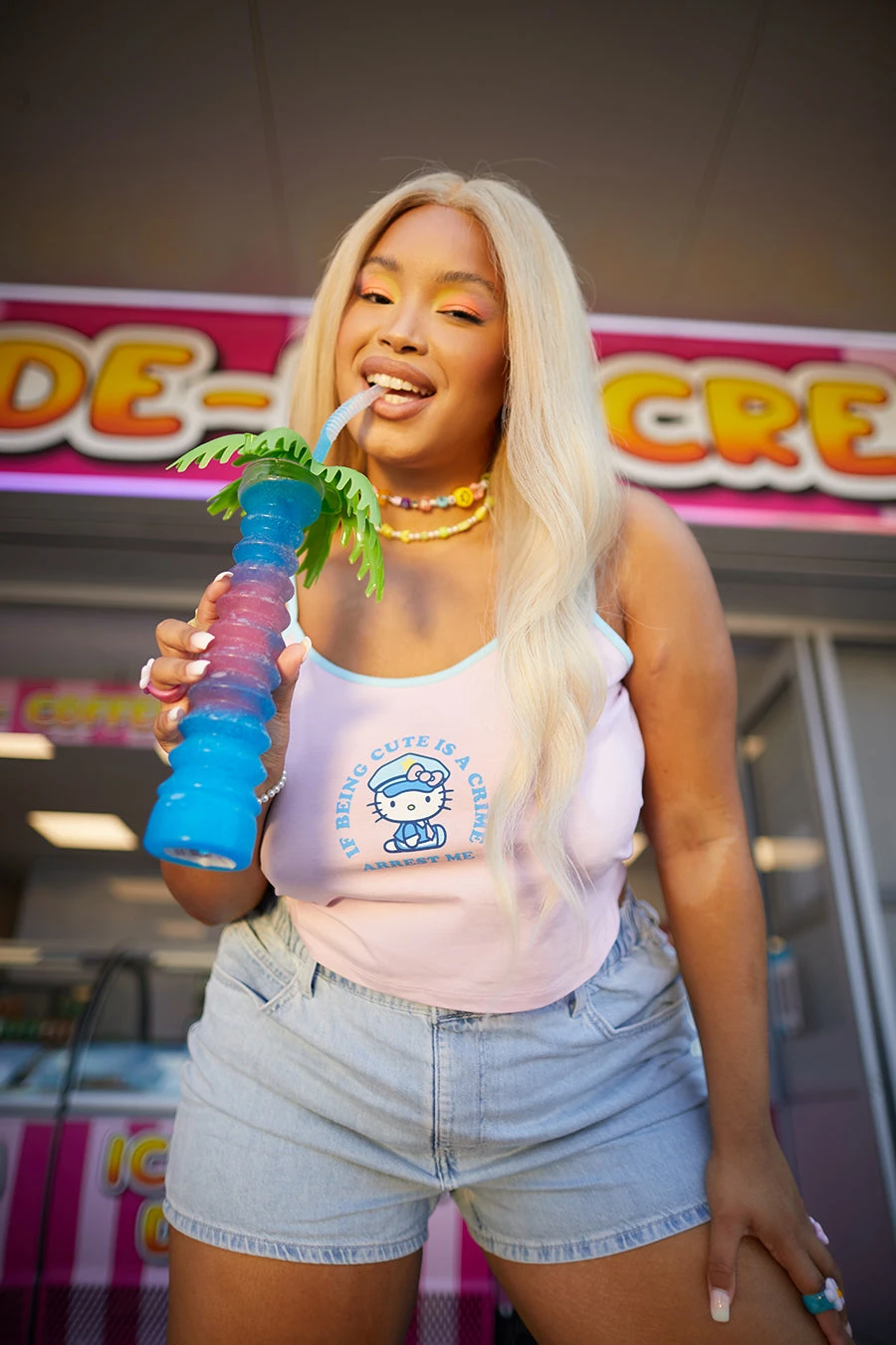 New Girl Order HELLO KITTY CUTE IS A CRIME CAMI CURVE Tops 5 New Girl Order HELLO KITTY CUTE IS A CRIME CAMI CURVE Tops