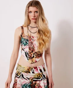 New Girl Order Y2K JUNGLE DENIM MINI SKIRT Curve NEW IN