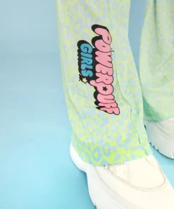 New Girl Order Tops POWERPUFF GIRLS LEOPARD PRINT FLARES - GREEN