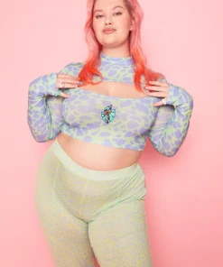 New Girl Order Tops POWERPUFF GIRLS COW PRINT CUT OUT LS TOP CURVE