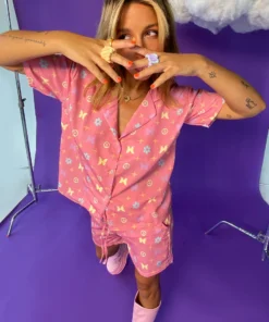 New Girl Order BUTTERFLY MONOGRAM WOVEN SHIRT