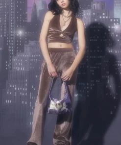 New Girl Order VELVET FLARES - MOCHA