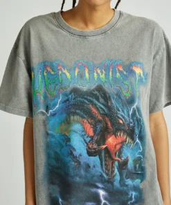 New Girl Order HEDONIST WASHED OVERSIZED TEE Tops